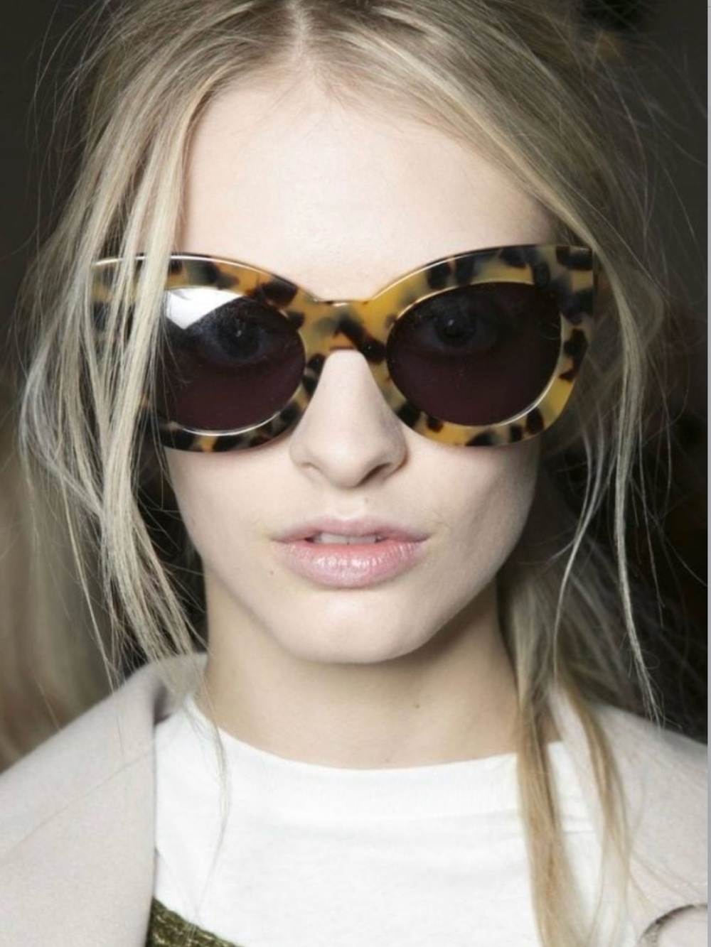 Karen Walker Tortoiseshell Cat-Eye Sunglasses with Dark Lenses